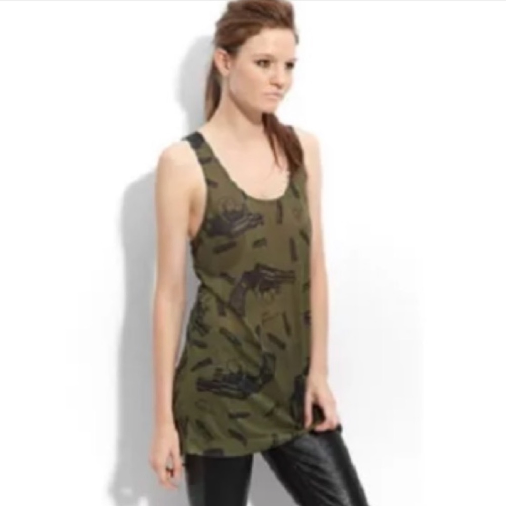 Rare Betsey Johnson gun oversized tunic tank size large